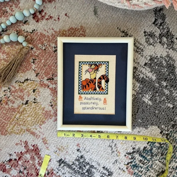 Disney Tigger Handmade Cross-Stitch Art in Cream Frame splendiferous - Picture 9 of 16